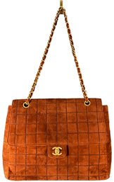Classic Chanel Brown Suede Quilted Lambskin Flap Bag READ DESCRIPTION