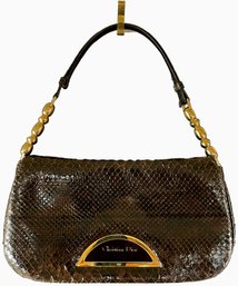 Vintage Christian Dior Dark Brown Python 'malice' Handbag READ DESCRIPTION