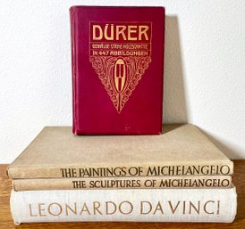 Large Art Books On Michelangelo, Da Vinci, And Durer