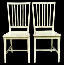 Pair Of Distressed Dining Chairs