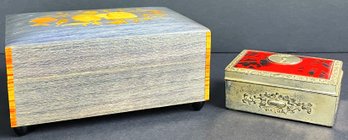 Reuge Wooden Music Box & Vintage Japanese Trinket Box