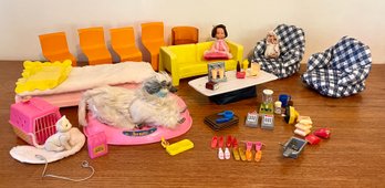 Vintage Barbie Doll Furniture & Accessories Including Beauty The Dog & McDonalds Accessories