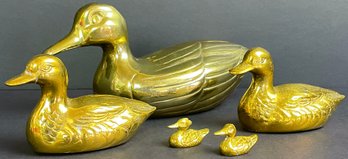 5 Brass Ducks In Ascending Sizes