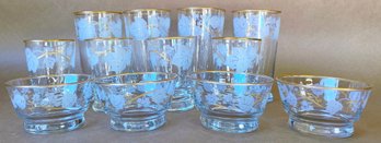 Vintage Glassware With Berry And Vine Motif