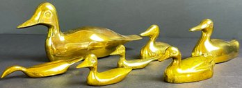 7 Brass Ducks In Ascending Sizes
