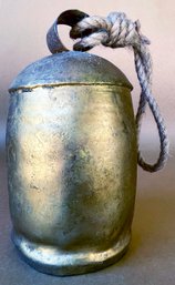 Antique Large Metal Bell With Rope Hanger