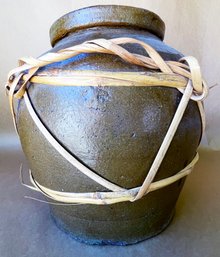 Large Clay Pot With Bamboo Wrapping