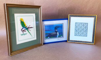 Bob Negaard Duck Print, Bird Needlepoint, And Quilt Pattern Print