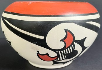 Painted Native American Pottery Bowl Signed By Artist 'sandien'