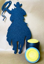 Cowboy Silhouette Wall Hanging Art And 11 Clay Pigeon For Skeet Shooting