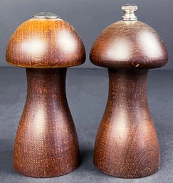 Mid Century Wooden Mushroom Salt & Pepper Shakers