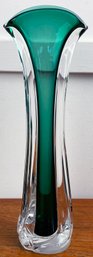 Signed Matthew Buechner Thames Glass Hand Blown Tulip Fan Vase
