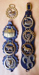 2 Horse Tack Bridle Medallions Brass Equestrian Charms Vintage