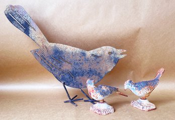 3 Metal Bird Figurines