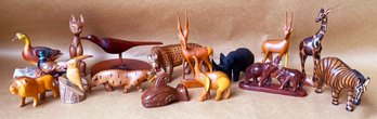 Large Lot Of Carved Animal Figurines