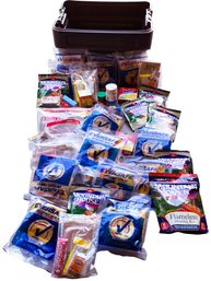 Large Lot Of Survivalist Freeze Dried Food And Other Non-parishables With Storage Bin