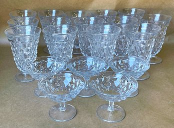 Vintage Glass Goblets (14) And Glass Parfet Cups (5)