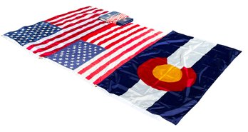 2 American Flags And 1 Colorado State Flag