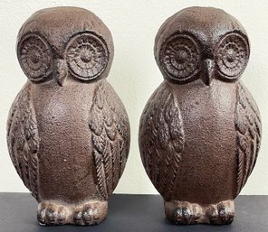 Mid Century Cast Iron Owl Bookends