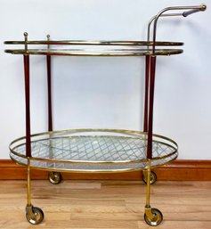 Mid Century Rolling Brass Bar Cart