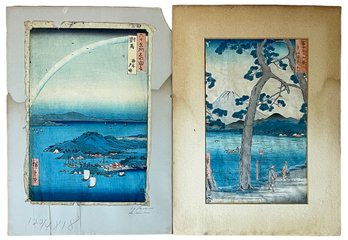 Antique Japanese Landscape Prints Attributed To Utagawa Hiroshige