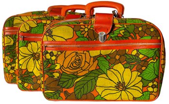 Rare Vintage 60s/70s Flower Luggage Set