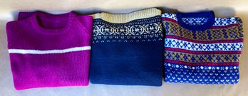 3 Vintage Wool Sweaters, No Label, Best Guess Is Medium