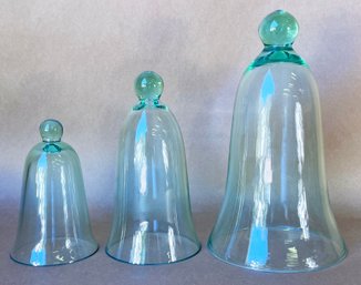 3 Blown Glass Nesting Display Cloches