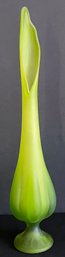 Rare Frosted Green Satin Viking 6 Petal Swung Glass Vase