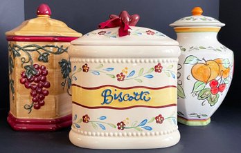 3 Large Ceramic Kitchen Canisters