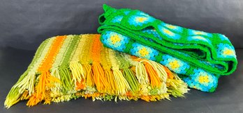 2 Crocheted Vintage Throw Blankets