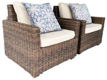 Gorgeous Pottery Barn Outdoor Wicker Patio Armchairs & Cushions