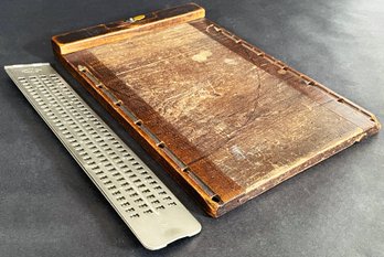 Vintage Wooden Clipboard & Vintage Howe Press Perkins Model 13 Braille Writer Punch Board