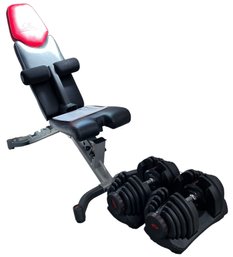 Bowflex Seated Stationary Bench & 2 Sets Of Selectech BD1090 Dumbbells