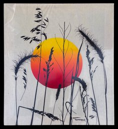 Sunset Wheat Stretched Fabric Screenprint, Signed By Artist