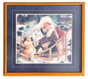 Signed 1993 Maija Print - Woman With Wolves