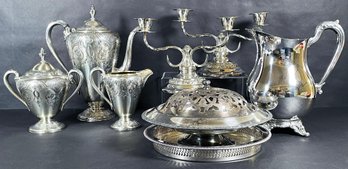 Beautiful Silver Plated Holloware And Candelabras