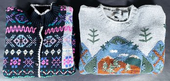 2 Vintage Northern Isle Sweaters,  Women's L & XL,