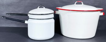 Enamelware Double Boiler And Stock Pot