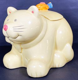 Coco Downey Cookie Jar, Yellow Cat With Goldfish