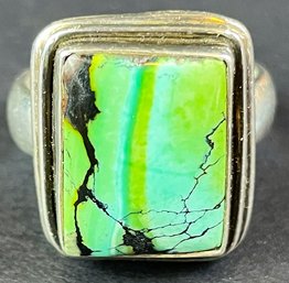 Turquoise And Sterling Ring, Size 9-9.25.