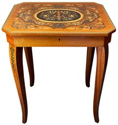 Stunning Vintage Italian Marquetry Music Box End Table