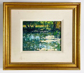 Framed Original Painting 'Summer Pond' Attributed To Nikolo Balkauski