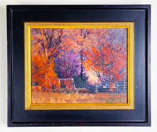 Gorgeous Signed Painting On Board By Dennis Reinke, Autumn Scene