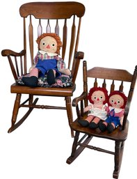 2 Vintage Rocking Chairs & 3 Raggedy Anns