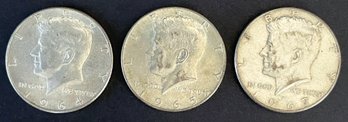 1964, 1965, And 1967 John F Kennedy Half Dollars