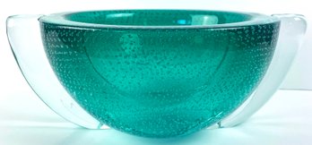 Vintage Salviati Murano Aqua Bubble Glass Bowl