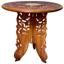 Elaborate Carved Wood Indian End Table