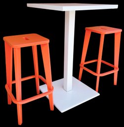 Emu Patio Table And 2 Room & Board Stools