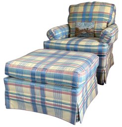 Vintage William Alan Checkered Sofa Chair & Ottoman